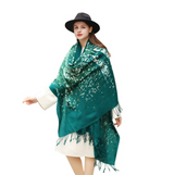 Anyyou 100% Pure Merino Wool Green Poncho for Women Winter Large Scarf Pashmina Shawl Bandana Neck Wrap