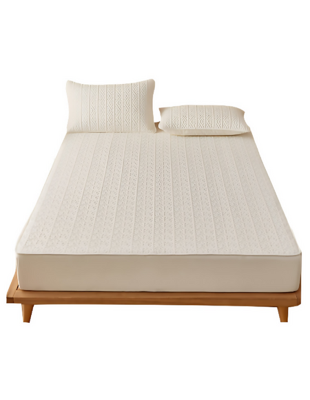 Anycozy Mattress Cover Beige Double Size Pure Cotton Soft Quilted Bed Sheet Anti-bacterial Protector Cover