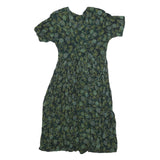 JCC Womens Green Floral Cotton Blend Day Dress Short Sleeve S Summer