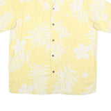 ISLAND REPUBLIC Mens Yellow & White Floral Silk Shirt M Summer Casual Hawaiian