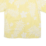 ISLAND REPUBLIC Mens Yellow & White Floral Silk Shirt M Summer Casual Hawaiian