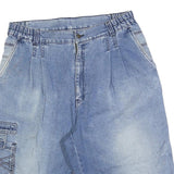 PARASIS Mens Denim Blue Casual Cargo Shorts M W34 Stylish Wash Pockets