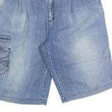 PARASIS Mens Denim Blue Casual Cargo Shorts M W34 Stylish Wash Pockets
