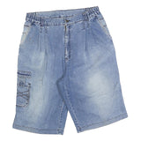 PARASIS Mens Denim Blue Casual Cargo Shorts M W34 Stylish Wash Pockets