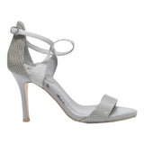 DUNE Womens Grey Leather Strappy High Heels UK 5 Elegant Evening Occasion