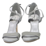DUNE Womens Grey Leather Strappy High Heels UK 5 Elegant Evening Occasion