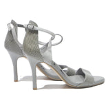 DUNE Womens Grey Leather Strappy High Heels UK 5 Elegant Evening Occasion