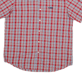 CHAPS Mens Red & White Checked Short Sleeve Shirt L Casual Cotton Blend Button