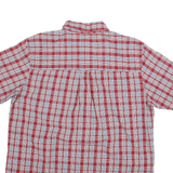 CHAPS Mens Red & White Checked Short Sleeve Shirt L Casual Cotton Blend Button