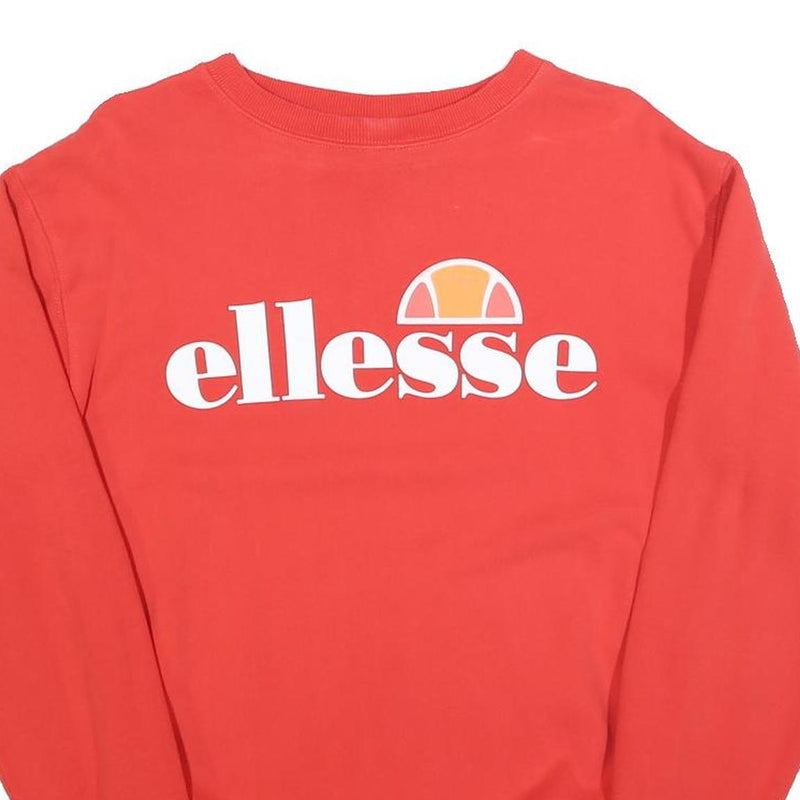 ELLESSE Womens Red Cotton Blend Crew Neck UK 10 Sweatshirt Logo Casual Pullover