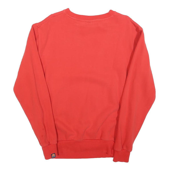 ELLESSE Womens Red Cotton Blend Crew Neck UK 10 Sweatshirt Logo Casual Pullover
