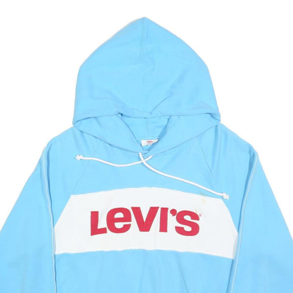 LEVI'S Womens Blue & White Hoodie L Cotton Blend Casual Stylish Hooded