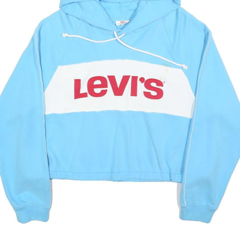 LEVI'S Womens Blue & White Hoodie L Cotton Blend Casual Stylish Hooded