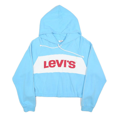 LEVI'S Womens Blue & White Hoodie L Cotton Blend Casual Stylish Hooded