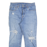 LEVI'S 501 Womens Jeans Blue Regular Straight Denim Light W27 L26 Distressed