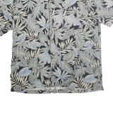 PIERRE CARDIN Mens Black & Grey Leaf Print Silk Shirt M Summer Casual