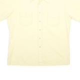 JC PENNEY Mens Cream Short Sleeve Button Shirt L Casual Polyester Blend