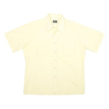 JC PENNEY Mens Cream Short Sleeve Button Shirt L Casual Polyester Blend
