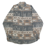 WOODS & WATER Mens Beige & Grey Cotton Shirt XL Animal Print Pattern Casual