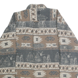 WOODS & WATER Mens Beige & Grey Cotton Shirt XL Animal Print Pattern Casual