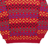 HI-OCTANE Womens Red Patterned Jumper Round Neck Basic Knit M Acrylic Comfort