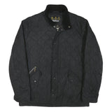 BARBOUR Mens Black Quilted Jacket L Polyester Blend Button Closure Classic Fit