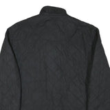 BARBOUR Mens Black Quilted Jacket L Polyester Blend Button Closure Classic Fit