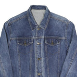 JUNIOR JEANS Mens Blue Cotton Denim Jacket S Button Plain Casual Classic Fit
