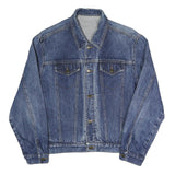 JUNIOR JEANS Mens Blue Cotton Denim Jacket S Button Plain Casual Classic Fit