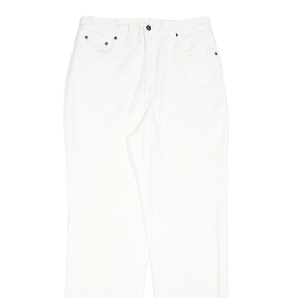 Womens White Regular Fit Straight Leg Denim Cotton Blend Jeans W30 L32 Classic
