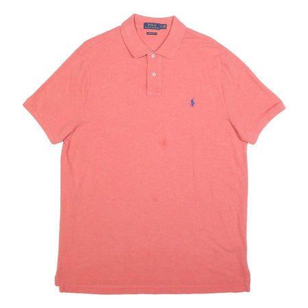 POLO RALPH LAUREN Mens Pink Short Sleeve Plain XL Cotton Blend Polo Shirt