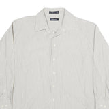 NAUTICA Mens White & Grey Stripe Regular Fit XL Cotton Shirt Long Sleeve Button