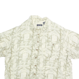 PURITAN Mens Beige & Cream Pattern Shirt 2XL Polyester Blend Casual Summer