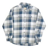 RED HEAD Mens Blue & Grey Checked Shirt L Button Down Casual Cotton Blend