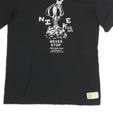NIKE Mens Black Graphic T-Shirt S Short Sleeve Crew Neck Never Stop Print