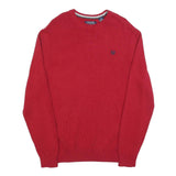 CHAPS Mens Red Plain Crew Neck Basic Knit Jumper M Classic Cotton Warmwear