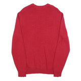 CHAPS Mens Red Plain Crew Neck Basic Knit Jumper M Classic Cotton Warmwear