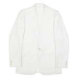 BREISACHER Mens White Pinstripe Jacket S Woven Button Closure Classic Fit Blazer
