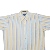ARROW Mens Blue & Beige Striped Cotton Blend Shirt XL Cool Weave Classic