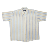 ARROW Mens Blue & Beige Striped Cotton Blend Shirt XL Cool Weave Classic