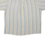 ARROW Mens Blue & Beige Striped Cotton Blend Shirt XL Cool Weave Classic