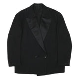 ESKA Womens Black Wool Blend Blazer Jacket L Satin Lapel Button Closure Tailored
