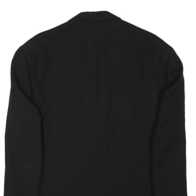 ESKA Womens Black Wool Blend Blazer Jacket L Satin Lapel Button Closure Tailored