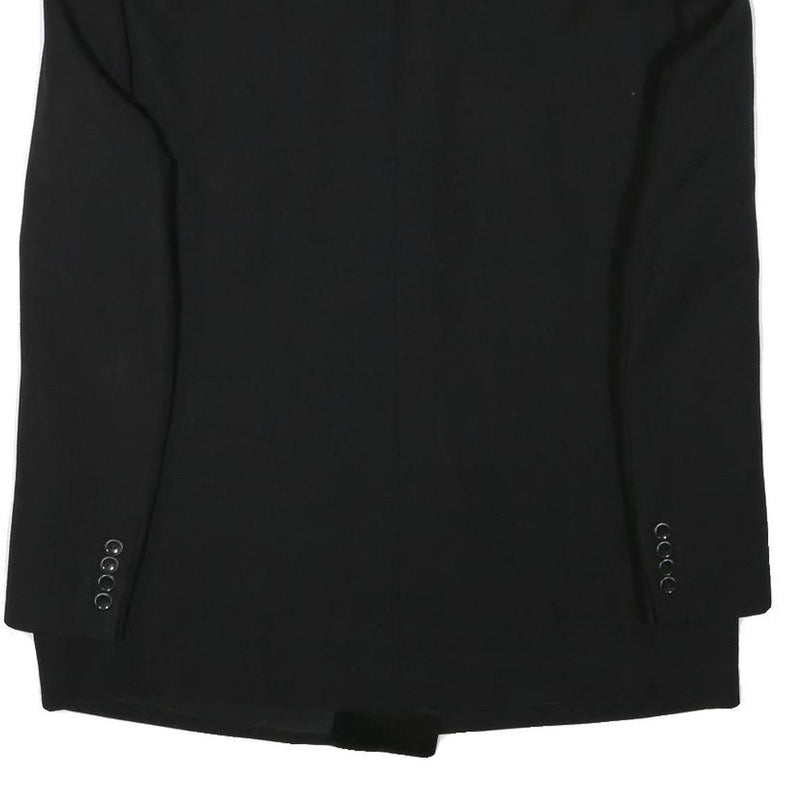 ESKA Womens Black Wool Blend Blazer Jacket L Satin Lapel Button Closure Tailored