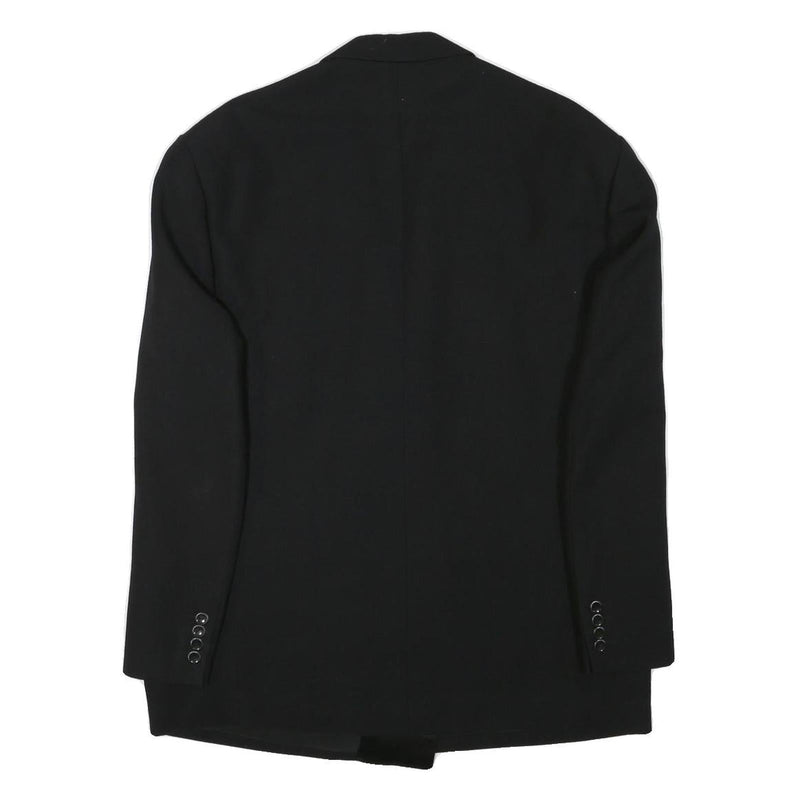 ESKA Womens Black Wool Blend Blazer Jacket L Satin Lapel Button Closure Tailored