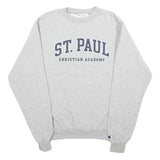 CHAMPION Mens Grey St Paul Christian Academy Crew Neck S Cotton Blend Sweatshirt