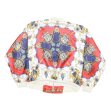 GDT Womens White & Red Bomber Jacket XL Polyester Blend Printed Zip Closure