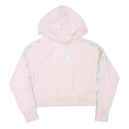 CHAMPION Womens Pink Hoodie M Polyester Blend Logo Tape Casual Top
