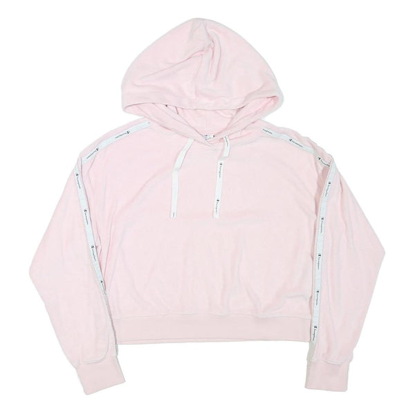 CHAMPION Womens Pink Hoodie M Polyester Blend Logo Tape Casual Top