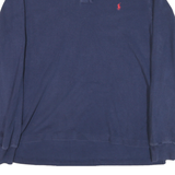 POLO RALPH LAUREN Mens Navy Blue Long Sleeve Plain Polo Shirt L Classic Cotton